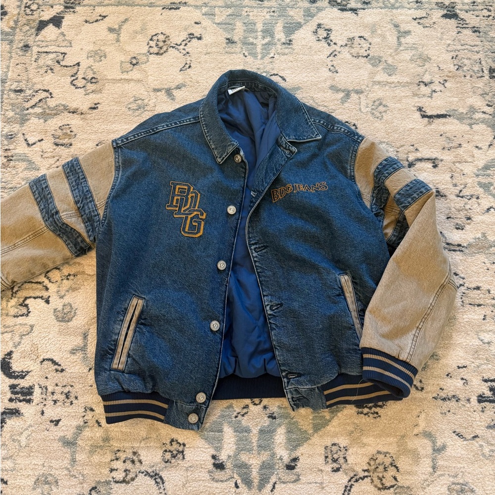 Denim BDG Varsity Jacket with Embroidered Patches